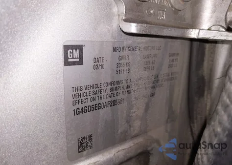 2010 Buick Lacrosse Cxl из США, поврежденный, VIN 1G4GD5EG0AF205981